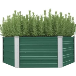 Hævet plantekasse i galvaniseret stål - Højbed | Størrelse: 129x129x46 cm | Farve: Grøn