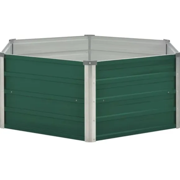 Hævet plantekasse i galvaniseret stål - Højbed | Størrelse: 129x129x46 cm | Farve: Grøn