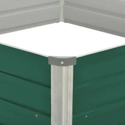 Hævet plantekasse i galvaniseret stål - Højbed | Størrelse: 129x129x46 cm | Farve: Grøn