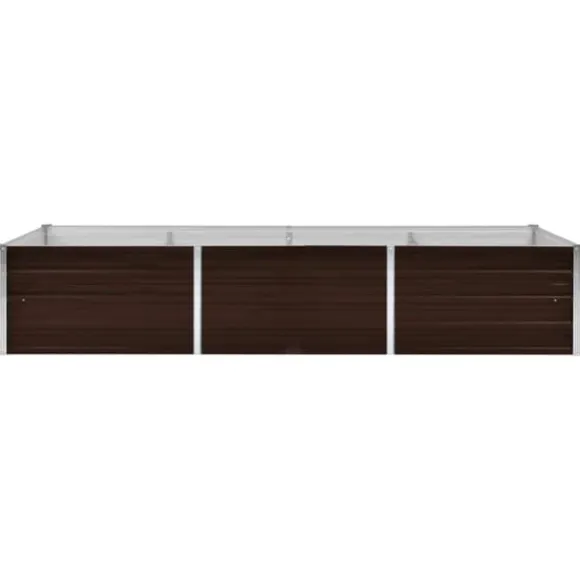 Hævet plantekasse i galvaniseret stål - Tilhaven | Størrelse: 240x80x45 cm | Farve: Brun