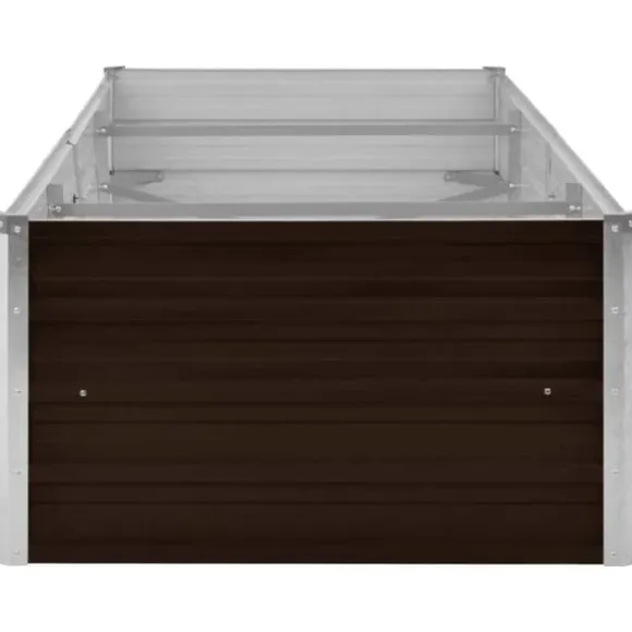 Hævet plantekasse i galvaniseret stål - Tilhaven | Størrelse: 240x80x45 cm | Farve: Brun
