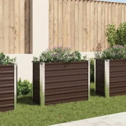 Hævet plantekasse i galvaniseret stål - 100x40x77 cm | Farve: Brun