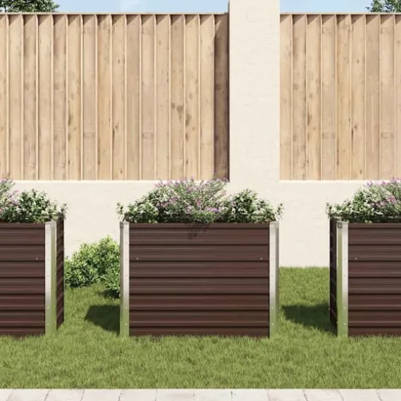 Hævet plantekasse i galvaniseret stål - 100x40x77 cm | Farve: Brun