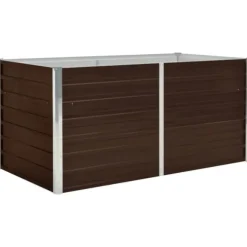 Hævet plantekasse i galvaniseret stål - Stilfuld til altan eller terrasse | Størrelse: 160x80x77 cm | Farve: Brun