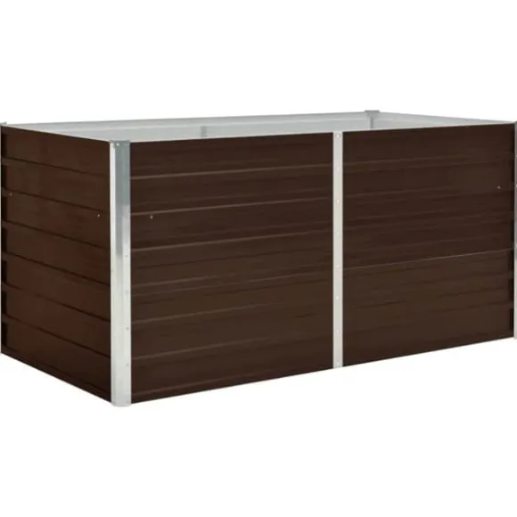 Hævet plantekasse i galvaniseret stål - Stilfuld til altan eller terrasse | Størrelse: 160x80x77 cm | Farve: Brun