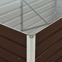 Hævet plantekasse i galvaniseret stål - Stilfuld til altan eller terrasse | Størrelse: 160x80x77 cm | Farve: Brun
