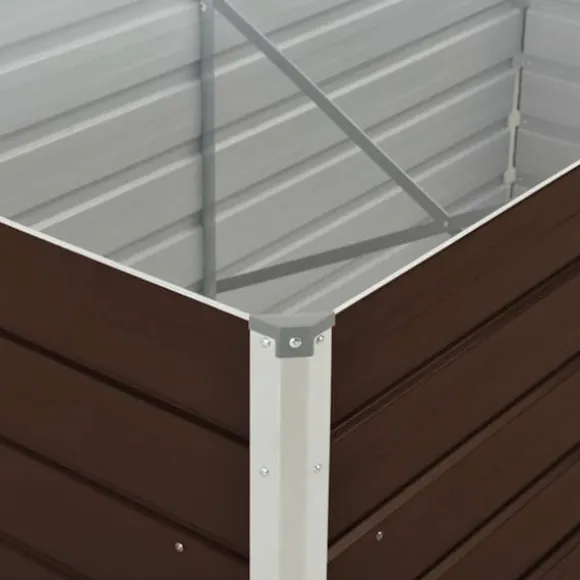 Hævet plantekasse i galvaniseret stål - Stilfuld til altan eller terrasse | Størrelse: 160x80x77 cm | Farve: Brun
