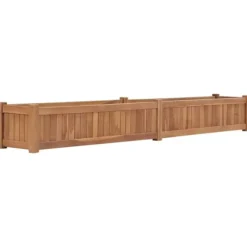 Hævet plantekasse i massivt teaktræ | Størrelse: 200x30x25 cm