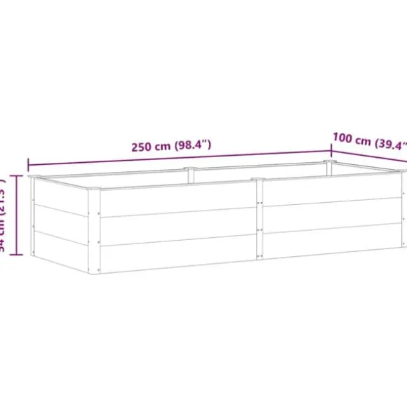 Hævet plantekasse i WPC - Holdbar & moderne design | Størrelse: 250x100x54 cm | Farve: Grå
