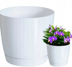 Hvid urtepotte med underkop COUBI DUOP280-S449