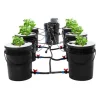 Hydroponisk dyrkning - DWC system - 7 spande - 20 L pr. spand - EU-stik 220–240 V 9 W - 30×38 cm - Sort