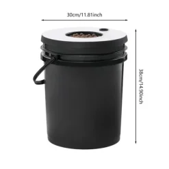 Hydroponisk dyrkning - DWC system - 7 spande - 20 L pr. spand - EU-stik 220–240 V 9 W - 30×38 cm - Sort