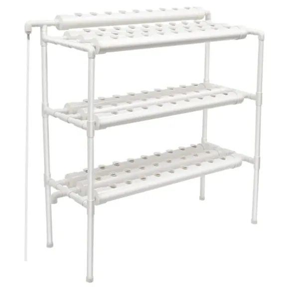 Hydroponisk dyrkningsanlæg - Havekit - 3 niveauer - 90 plantepladser - Fritstående - EU-stik - 102×40×100 cm - Hvid