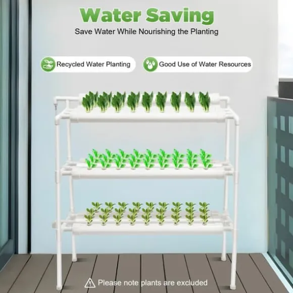 Hydroponisk dyrkningsanlæg - Havekit - 3 niveauer - 90 plantepladser - Fritstående - EU-stik - 102×40×100 cm - Hvid