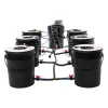 Hydroponisk dyrkningsanlæg - DWC sæt med 7 spande - 20 l pr. spand - Luftpumpe EU-stik - Max løftehøjde 1,2 m - PP - Sort