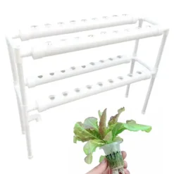 Hydroponisk dyrkningsanlæg - 2-lags NFT rørkit - 72 huller - 32 mm huldiameter - 220V/50Hz - Altan - Uden vandtank - Hvid