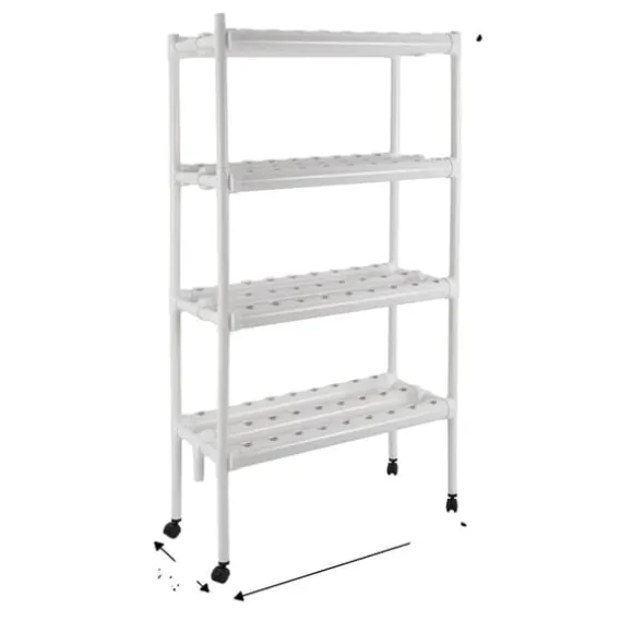 Hydroponisk dyrkningskit, 4-etages system, kapacitet til 108 planter,Hvid