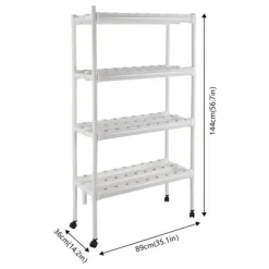 Hydroponisk dyrkningskit, 4-etages system, kapacitet til 108 planter,Hvid