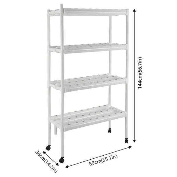 Hydroponisk dyrkningskit, 4-etages system, kapacitet til 108 planter,Hvid