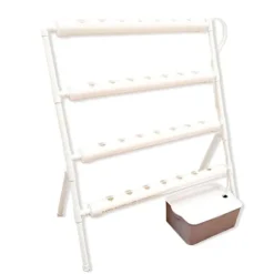 Hydroponisk dyrkningskit, PVC-konstruktion, automatisk vandingssystem,Hvid