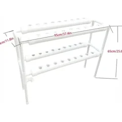Hydroponisk Dyrkningssæt - Hydroponisk Plantesystem - 2 Niveauer - 72 Plantepladser - Vandingssystem - Hvid