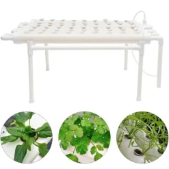 Hydroponisk dyrkningssæt - 6-rørssystem - 54 plantepladser - 1 lag - PVC - Komplet sæt - Hvid