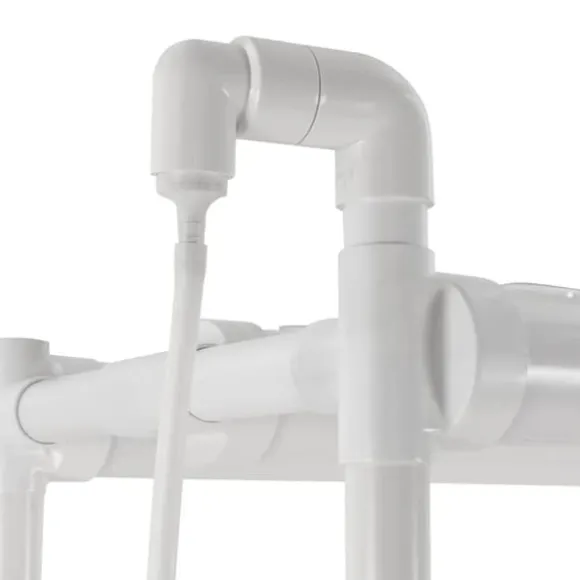 Hydroponisk dyrkningssæt - Plantehylde - 108 Plantepladser - Pumpe & Hjul - Hul Ø32 mm - 89×36×144 cm - EU/US-stik - Hvid