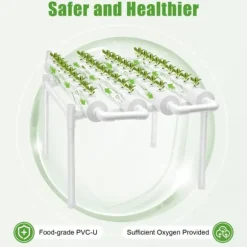 Hydroponisk dyrkningssæt - 1-lags rørsystem - 54 plantepladser - PVC-U - Rør Ø 6,3 cm, Hul Ø 3,2 cm - Vandsparende - Lysegrå