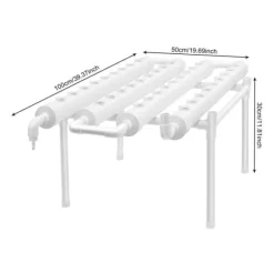 Hydroponisk dyrkningssæt - 1-lags system - 4 rør - 36 plantehuller - Rør Ø 6,3 cm - Hul Ø 3,2 cm - Plast - Hvid