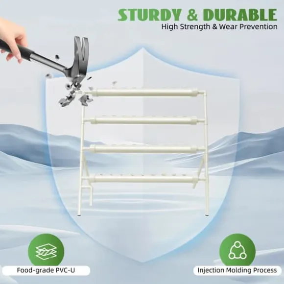 Hydroponisk dyrkningssæt - Rørsystem i PVC - Med 36 Plantepladser - Diameter 32 mm - Størrelse 95×45×100 cm - Spænding 220 V/50 Hz - Uden Beholder