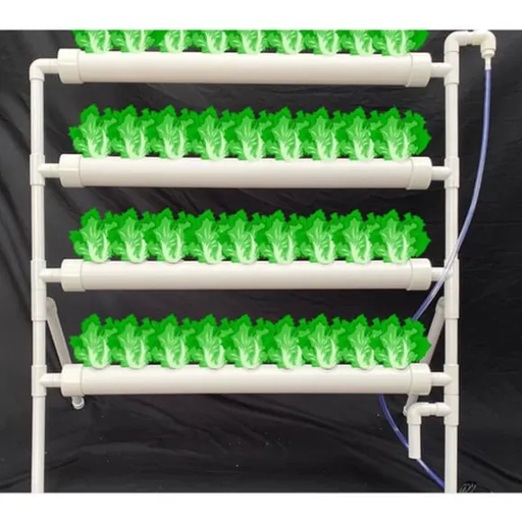 Hydroponisk dyrkningssæt - Rørsystem i PVC - Med 36 Plantepladser - Diameter 32 mm - Størrelse 95×45×100 cm - Spænding 220 V/50 Hz - Uden Beholder
