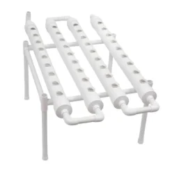 Hydroponisk dyrkningssæt - 1-lags system - 36 plantepladser - 4 rør Ø6,3 cm - Huldiameter 3,2 cm - PVC-U - Med vandpumpe - Hvid