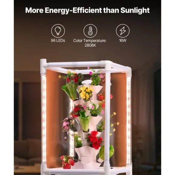 Hydroponisk Dyrkningssystem med Grow Light, 30 Pods Hydroponiske Tårnhave, Belysning til Indendørs Havebrug