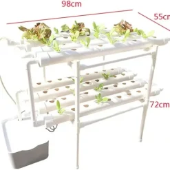 Hydroponisk dyrkningssystem - Dyrkningssæt - 72 huller - PVC - Til grøntsager - Hvid
