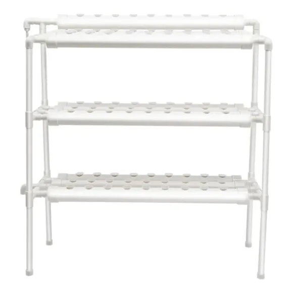 Hydroponisk dyrkningssystem, 3-etagers PVC-rørsystem, 90 plantepladser