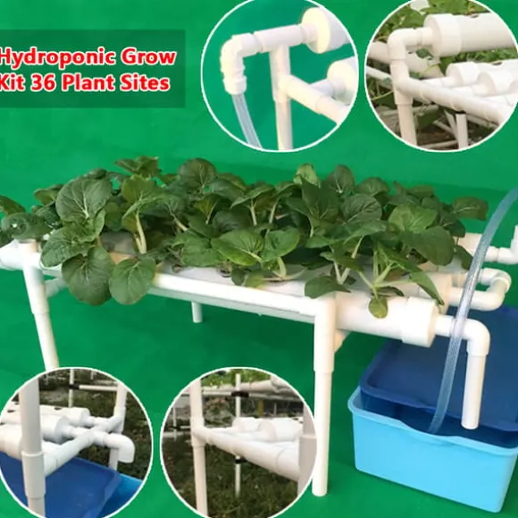 Hydroponisk dyrkningssystem, 36 plantepladser, effektiv vandanvendelse, PVC-U materiale