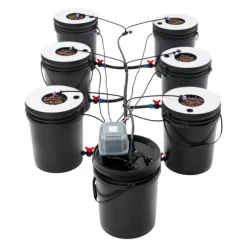 Hydroponisk dyrkningssystem - sæt - 7 dele - 20 l spande - jordfri dyrkning - med luftpumpe - sort