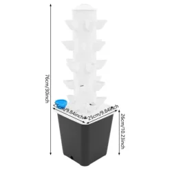 Hydroponisk dyrkningstårn - Vertikalt indendørs system - 5 etager - 25 plantehuller - EU-stik - Blå