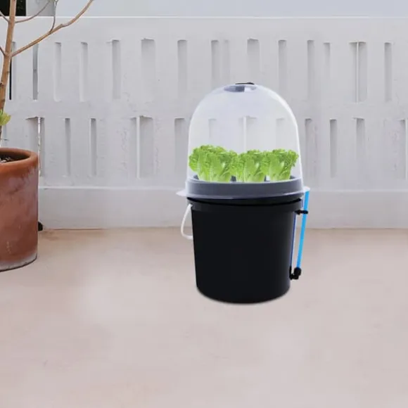 Hydroponisk kloningsmaskine - Aeroponisk formeringsboks - 8 huller - 5 l - Tågeteknologi - Rund - PP/PVC - Sort