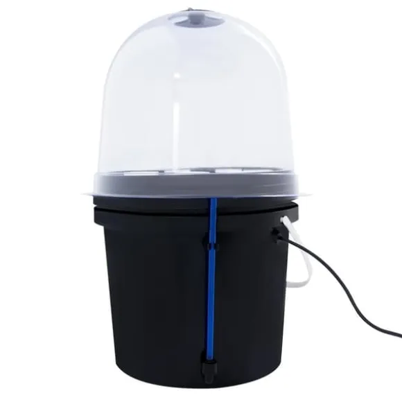 Hydroponisk kloningsmaskine - Aeroponisk formeringsboks - 8 huller - 5 l - Tågeteknologi - Rund - PP/PVC - Sort