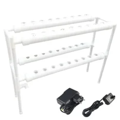 Hydroponisk Plantevækstsæt, 2-niveau System, 36 Plantningshuller, DC 12V Vandpumpe, Dimensioner 95x30x65 cm, Belastningskapacitet 15 kg