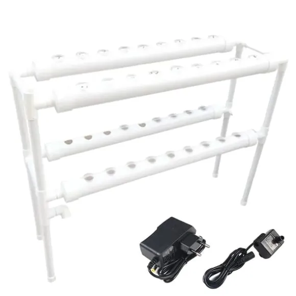 Hydroponisk Plantevækstsæt, 2-niveau System, 36 Plantningshuller, DC 12V Vandpumpe, Dimensioner 95x30x65 cm, Belastningskapacitet 15 kg