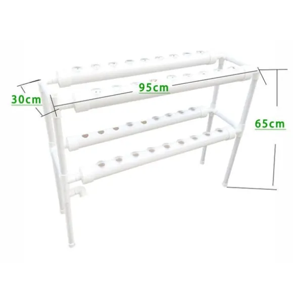 Hydroponisk Plantevækstsæt, 2-niveau System, 36 Plantningshuller, DC 12V Vandpumpe, Dimensioner 95x30x65 cm, Belastningskapacitet 15 kg