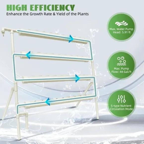 Hydroponisk system - Vertikalt plantetårn - 4 niveauer - 36 plantehuller - Indendørs/udendørs - Hvid