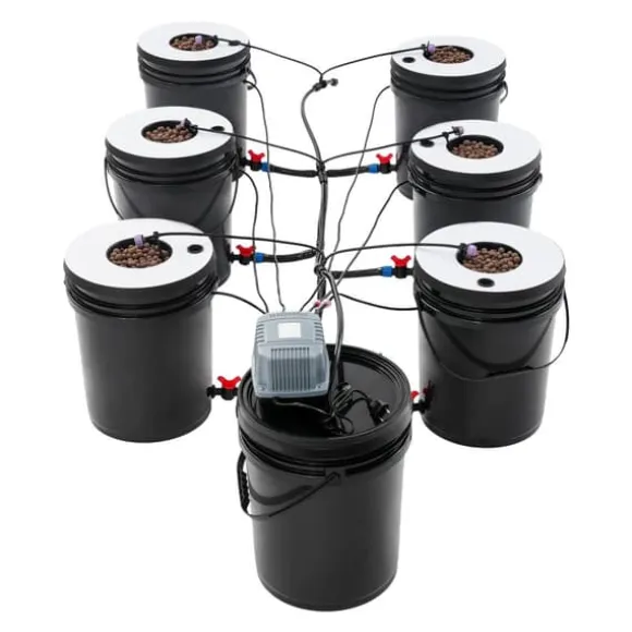 Hydroponisk System Kit, 7 Spande, Dyb Vandskultur,Sort