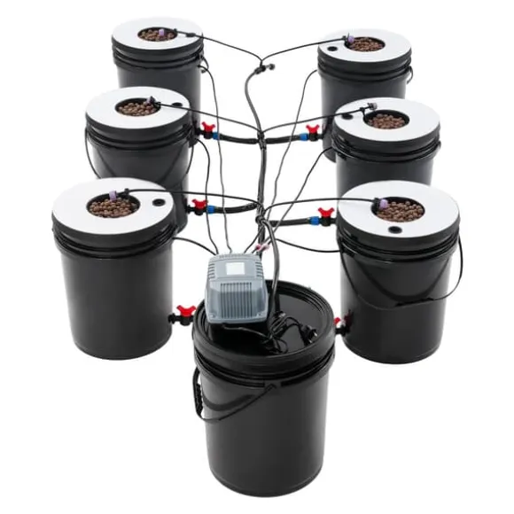 Hydroponisk System Kit, 7 Spande, Dyb Vandskultur,Sort