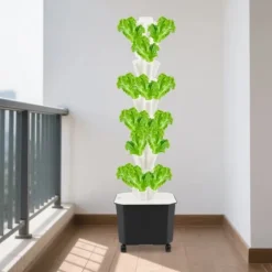 Hydroponisk Vækstsysteem, Vertikalt Design, 50 Plantningshuller,HVID