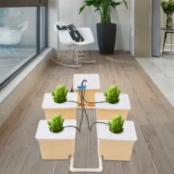 Hydroponisk vækstsysten, 4 plantebeholdere, effektiv DWC-system, højkapacitets vandpumpe
