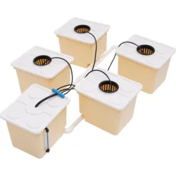 Hydroponisk Vækstsysten, 5 Spande, 2,91 Gallon Kapacitet,Khaki