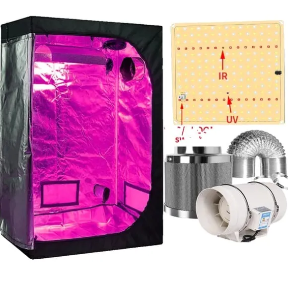 Hydroponisk Vækstsysten, Fuldspektret LED-lys, Komplet Væksttelt Kits,Pakke C, 50x50x100cm sæt